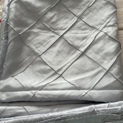 6 silver satin pintuck Overlays size 60in X 60in 