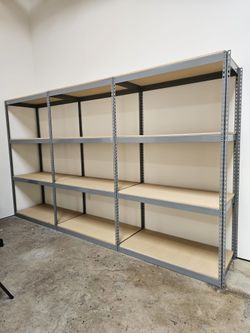 4 Tier Shelving 48 in W x 24 in D American Made Used Heavy Duty Steel Boltless Storage Rack Delivery Available