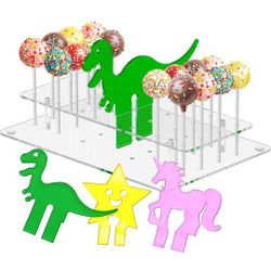 Cakepop Stand - Unique Cake Pop Holder with 3 Figures - Clear Cakepop Stand Display for 24 Cake Pops - Premium Lollipop Holder - Acrylic Cake Pop Hold
