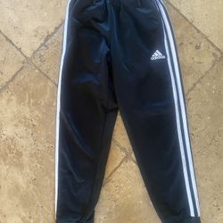 Adidas Youth Joggers Track Athletic Pants Black Striped Pockets Boys 8