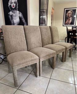 4 Upholstered High-Back Dining Chairs- Good Condition
