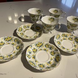 Royal Albert Tea Cup with Saucer. Tea Set with Hand Painted Flowers. Nell Gwynne Series, Drury Lane Cup with Intricate Handle and Saucer.