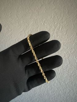 hollow 10k real gold bracelet rope 8 inch 3.5mm
