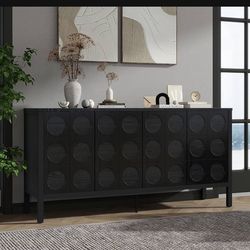 Stylish Storage Cabinets with Doors and Shelves Wooden Sideboard Buffet Cabinet with Unique Geometric Circle Door Design for Study Rooms,Entrance and 