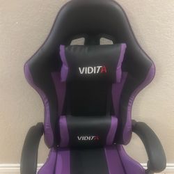 Gaming Chair Black/purple Reclines Footrest New