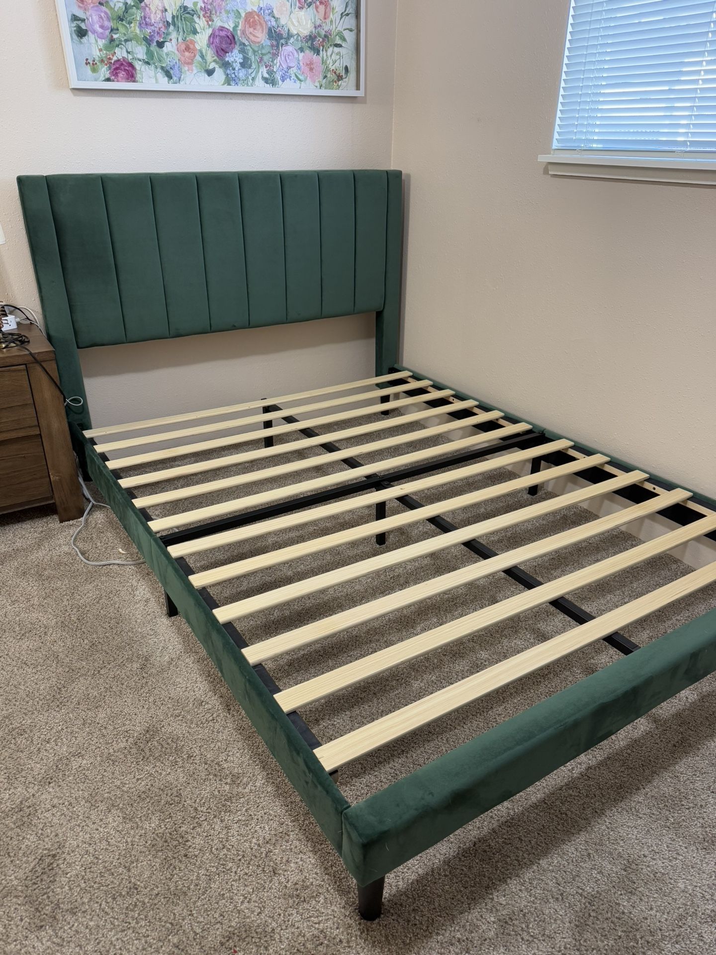 Velvet queen bed frame