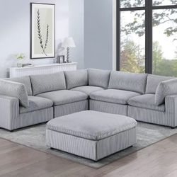 6PCS MODULAR SET LIGHT GRAY CORDUROY (P170) $999 FREE LOCAL DELIVERY    