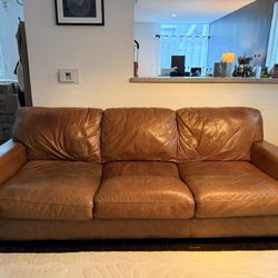 2 Brown Leather Sofas