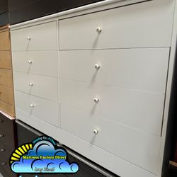 White Eight Drawer With White Knobs Compressed Wild Chest 