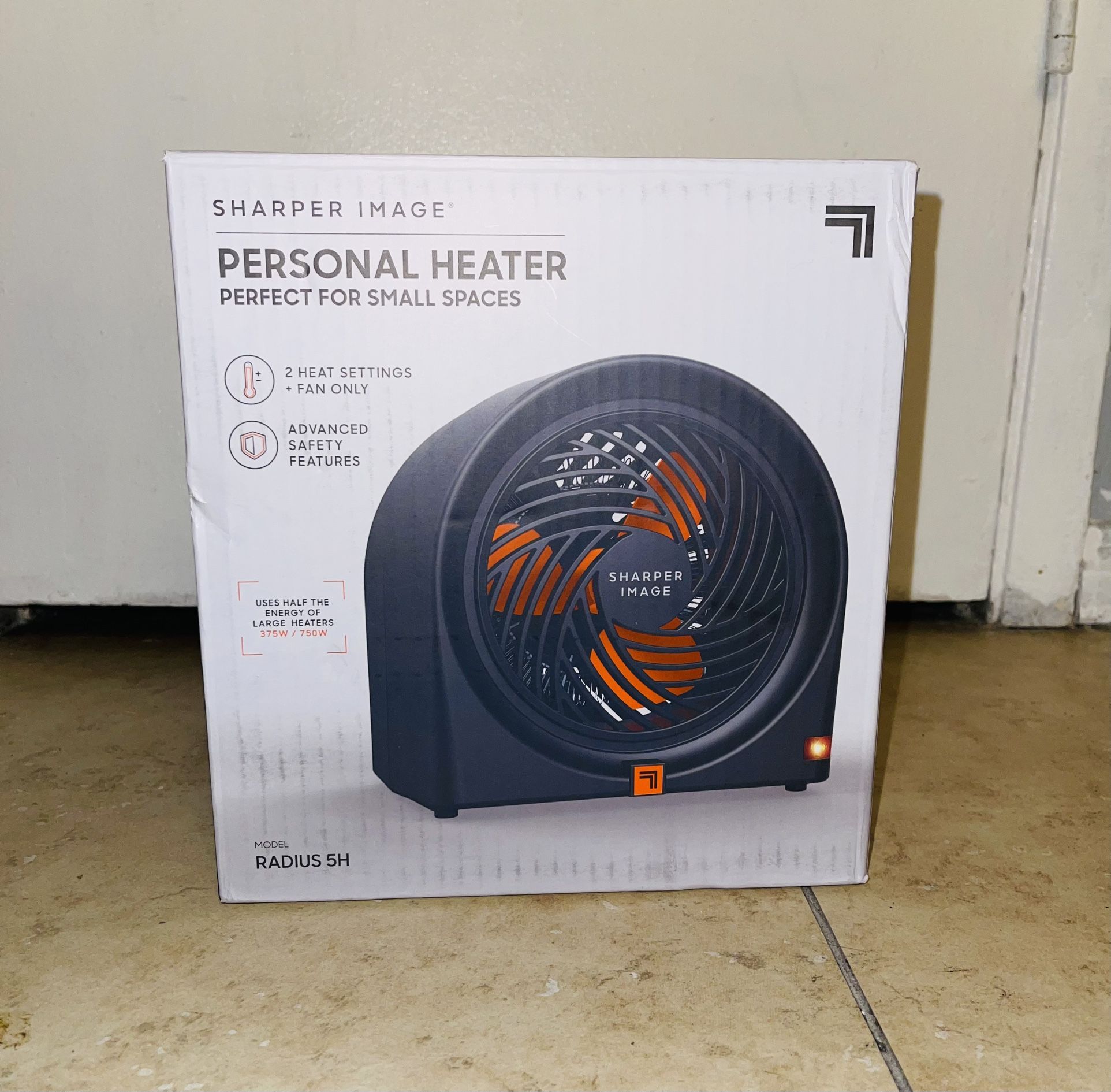 Sharper Image Radius 5 SMALL Personal Space Heater, Black