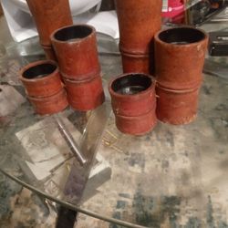 2 Bamboo Tealight Candleholders,$10 For Pair