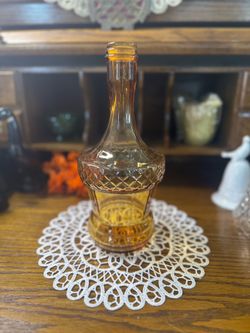 Vintage Mid-Century Honey Amber Glass Decanter (No Stopper)