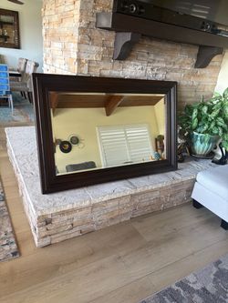 Large Rectangular Wall Mirror Dark Wood Frame