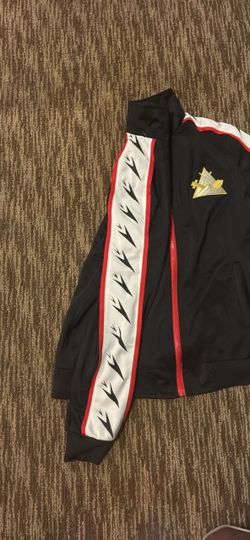 Black Track Jacket with Side Stripe and Emblem