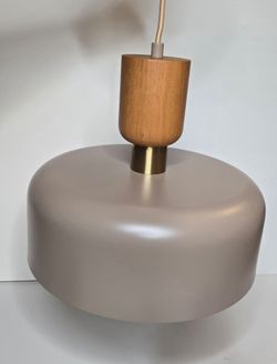 Modern Pendant Light with Wood and Brass Detail