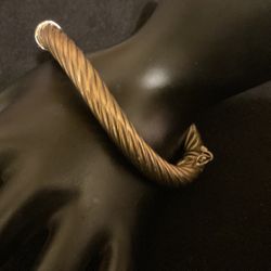 Vintage14k Gold Over Sterling Silver 925 JCM Twisted Spring Back Bangle Bracelet 