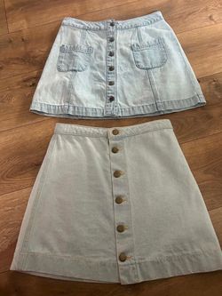 Two vintage  Button-Front Denim Mini Skirts