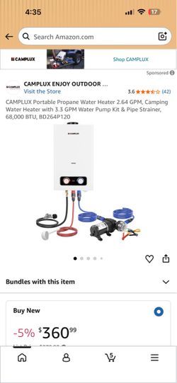 Camplux Portable Propane Water Heater Kit