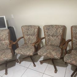 Set Of Vintage Mid Set Of 4 Century Douglas Furniture Swivel Dining Room Chairs