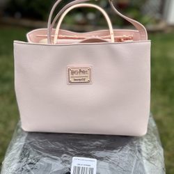 Loungefly Harry Potter, Deathly Hallows, Elder Wand, Rose, Gold, Pink Handbag Purse