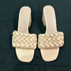 Nude Pink Strap Sandal Heels 