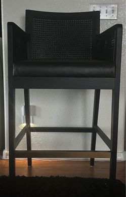 Black Cane Back Bar Stool with Arms