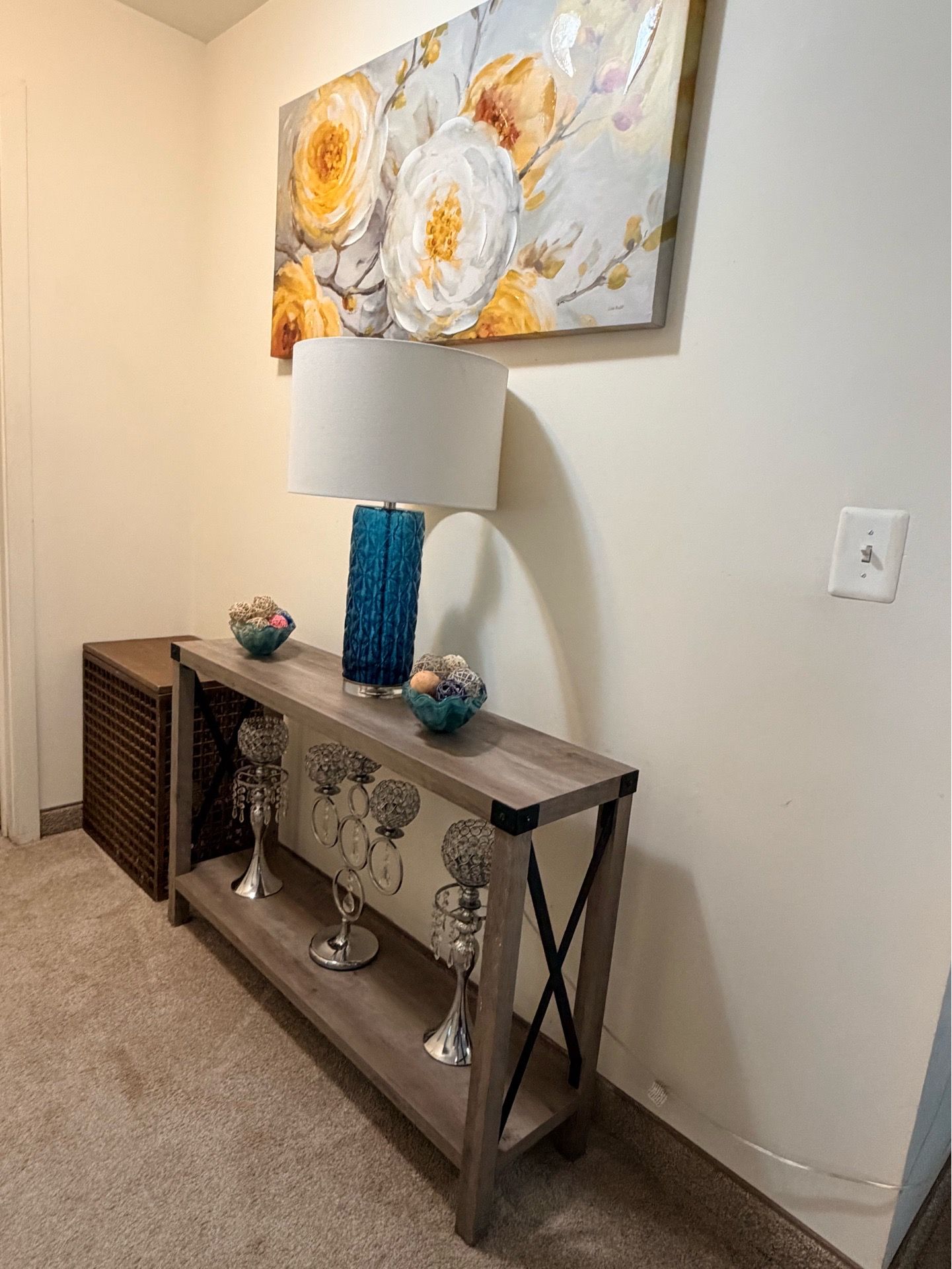 Modern Home Decor Bundle – Console Table, Wall Art, Storage Chest & Decor