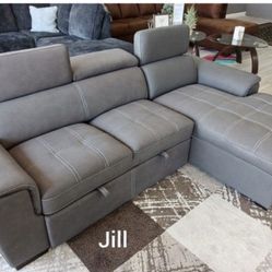 New Diego gray sleeper sectional sofa and free delivery