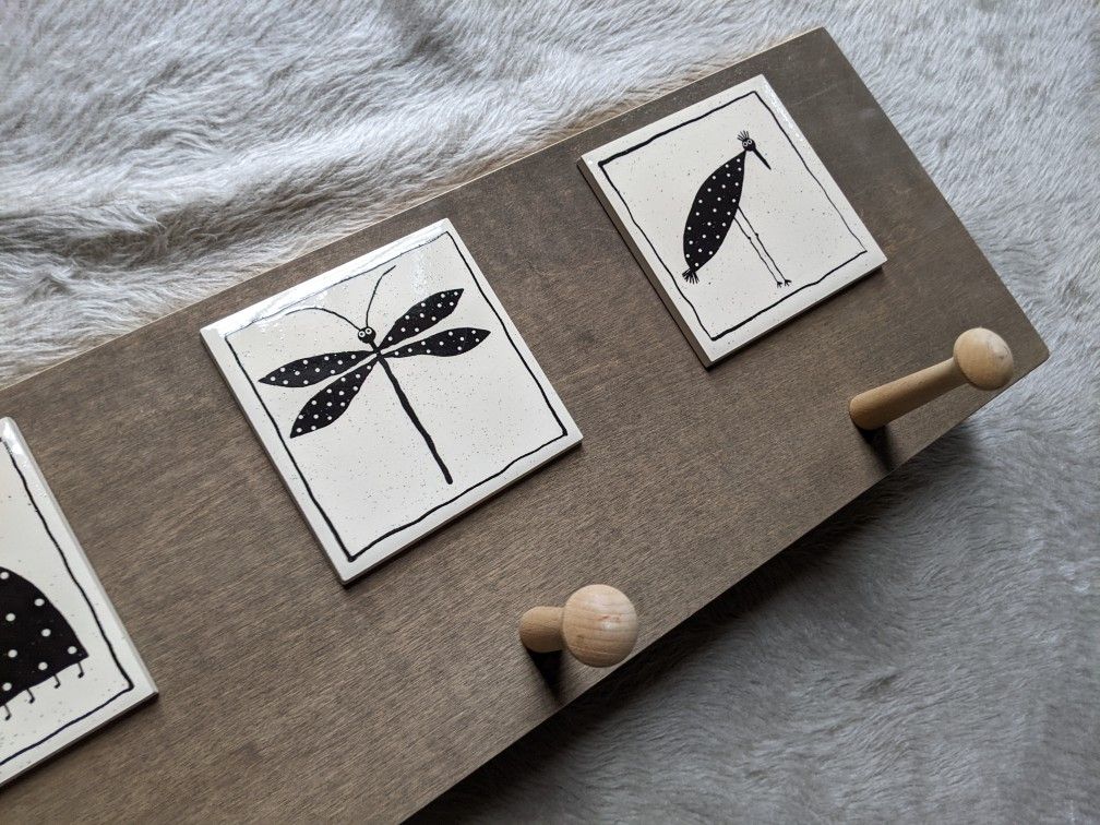 Dotti Potts Handmade Wood & Tile Coat Rack Hanger