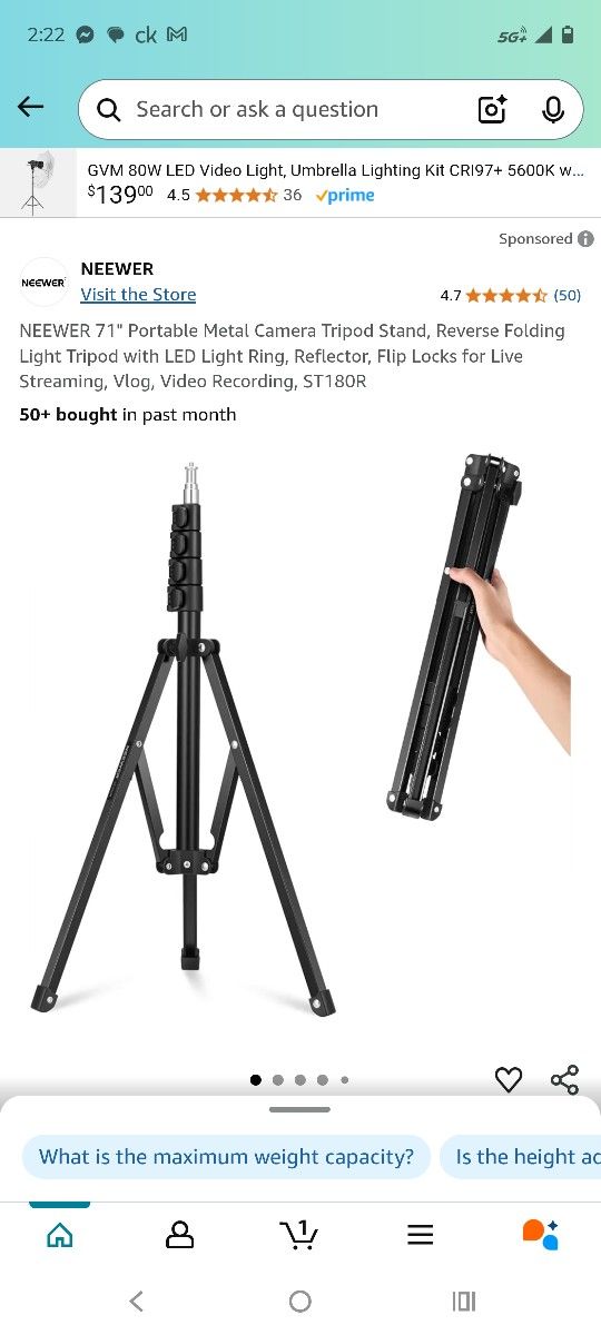 Neewer 71" Portable Metal Camera Tripod Brand New