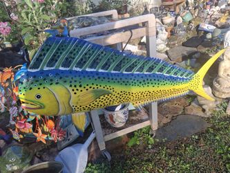 4ft Colorful Hatian Metal Mahi Wall Art 