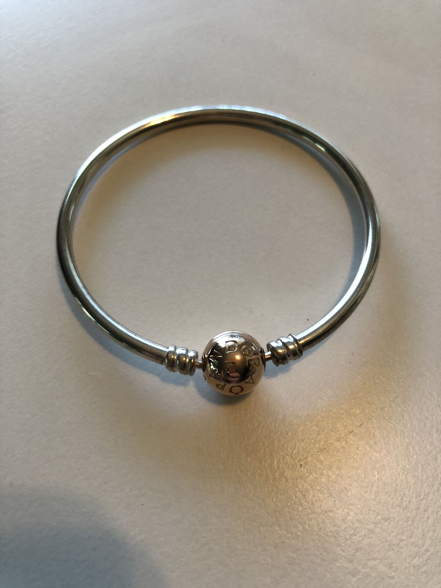 Authentic Pandora charm bracelet with rose gold signature clasp
