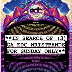 EDC Sunday Passes Need 3 Will Meet Sunday Morning Any Where 