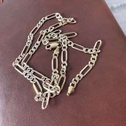 Solid Heavy 14k Gold Diamond Cut Figaro Chain