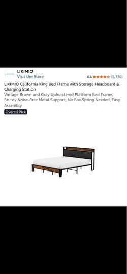 LIKIMIO California King Bed Frame with Storage Headboard