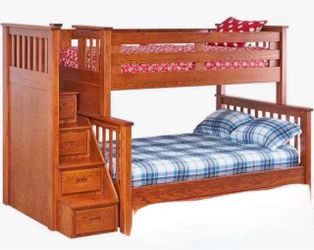 Bunk beds bottom Full Size up stairs Twin Size they are similar to picture