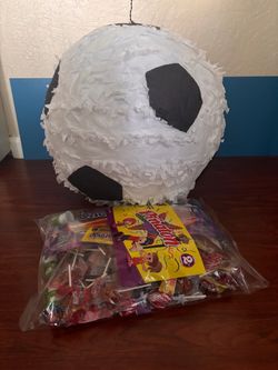Soccer piñata with candy bag