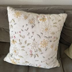 Embroidered Flower Pillow