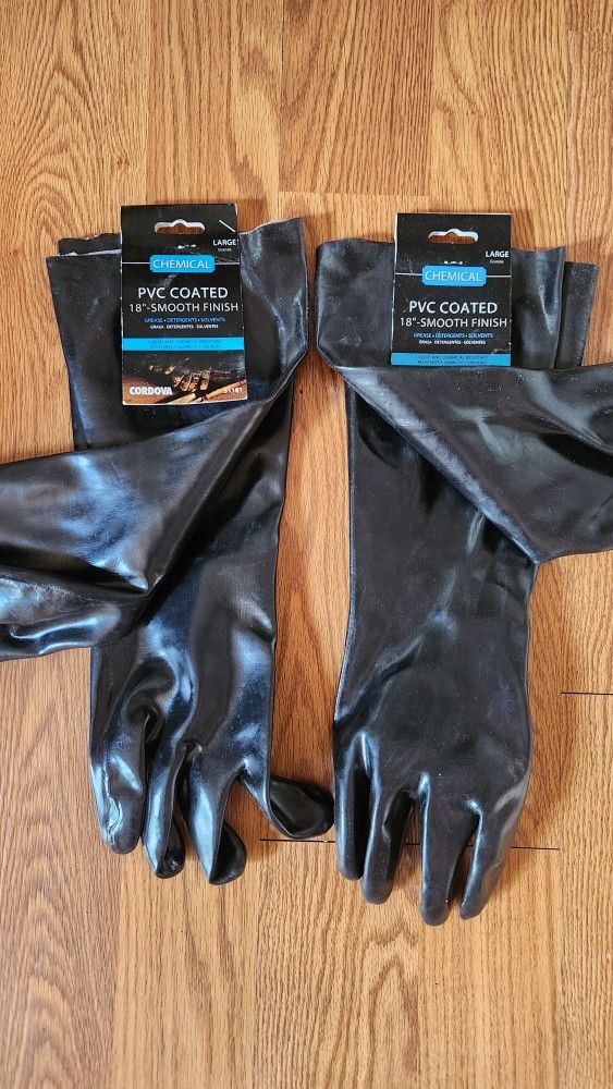 2 Pair NWT Cordova 2 Pair PVC Coated Gloves Cordova Chemical Resistant Large