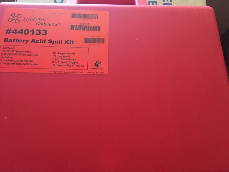 Uline battery acid spill kit