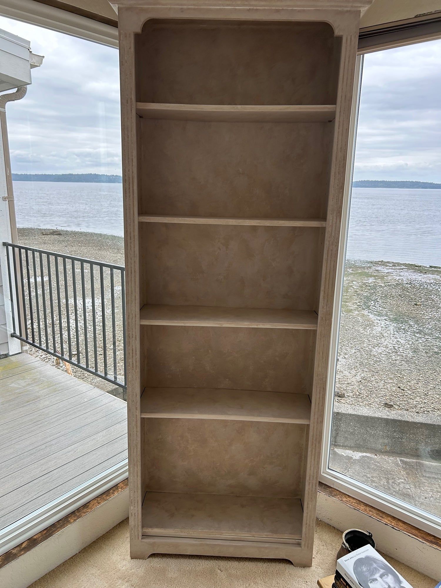 Ornate Faux Marble Bookshelf, with Five Shelves