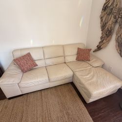 Italsofa Italian Ivory Leather Couch  
