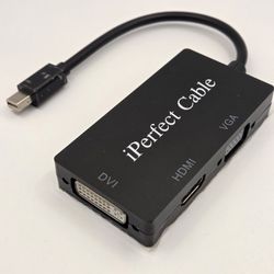 iPerfect 3in1 Thunderbolt Mini Displayport Mini DP to HDMI VGA DVI Adapter