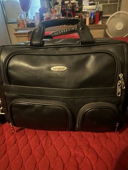 Samsonite Black Men's Briefcase Zip Closure with Pockets Top Handle Classic