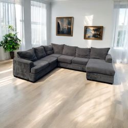 3- PIECE GRAY SECTIONAL w/ CHAISE (FREE DELIVERY)(CLIFTON HEIGHTS PA 19018)