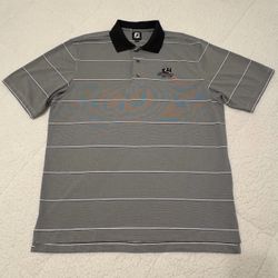 FootJoy Black Striped Golf Polo Mens XL - Riverwalk Golf Club Logo