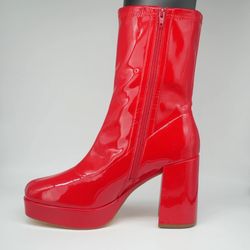 DREAM PAIRS Y2K Square Toe Platform Mid-calf Boots SZ 10