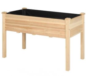 4ft Elevated Wooden Raised Garden Bed with Liner