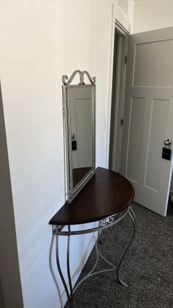 Half moon table and mirror