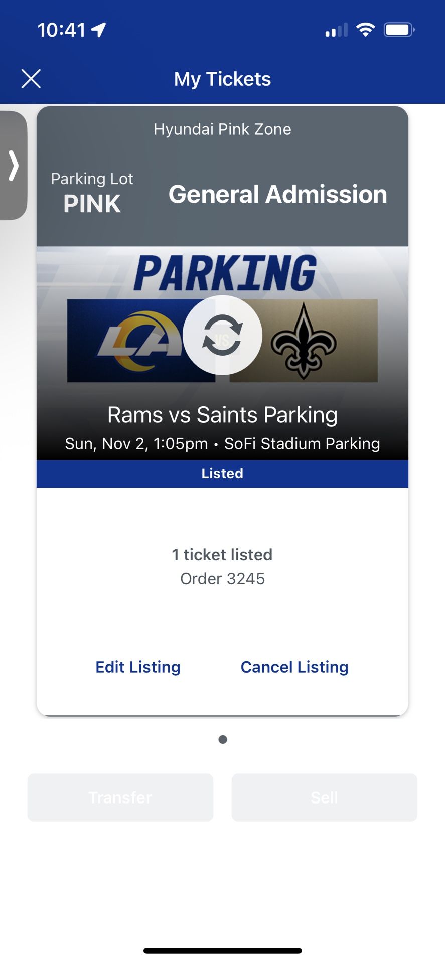 Rams vs Saints - Parking Pass Pink Lot (Tailgating)
